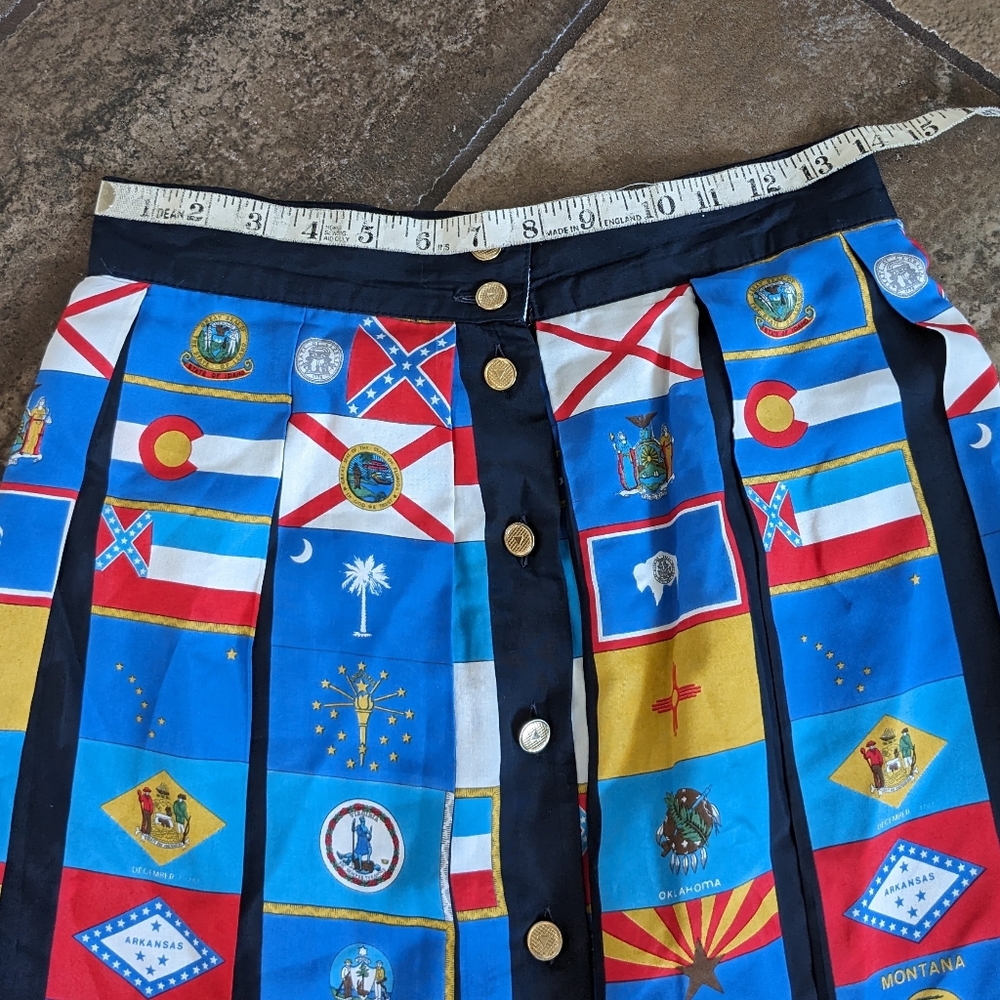 Vintage Rare Louis Feraud Pleated Midi State Flag Skirt Size 6 - Picture 10 of 12